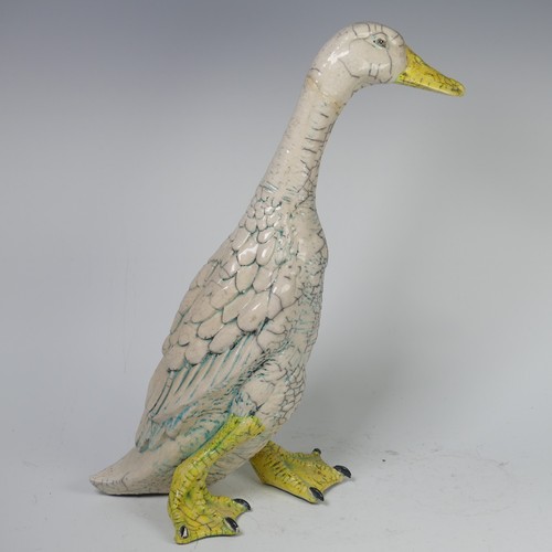 91 - Dillon Rudge (b.1969), a limited edition raku pottery Duck, incised mark to base, no. 17/250, restor... 