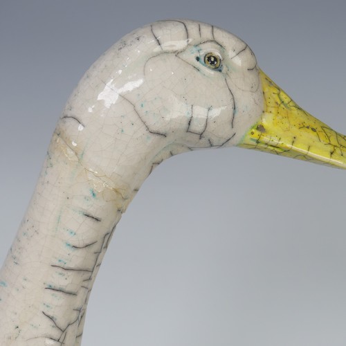 91 - Dillon Rudge (b.1969), a limited edition raku pottery Duck, incised mark to base, no. 17/250, restor... 