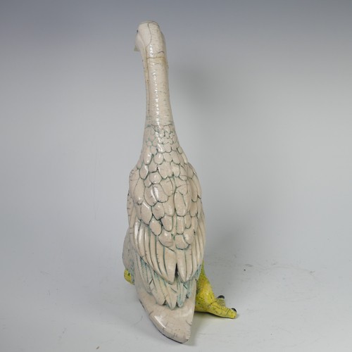 91 - Dillon Rudge (b.1969), a limited edition raku pottery Duck, incised mark to base, no. 17/250, restor... 