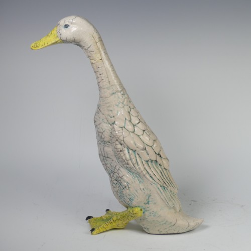 91 - Dillon Rudge (b.1969), a limited edition raku pottery Duck, incised mark to base, no. 17/250, restor... 