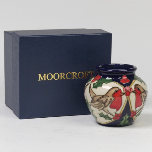 104 - A Moorcroft Pottery ‘Robin’ Vase, by Rachel Bishop, dated 2009, impressed marks to base and printed ... 