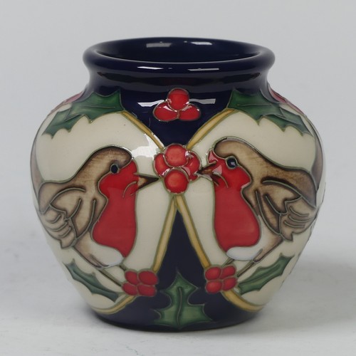 104 - A Moorcroft Pottery ‘Robin’ Vase, by Rachel Bishop, dated 2009, impressed marks to base and printed ... 