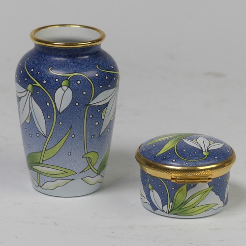 105 - A Moorcroft Pottery miniature ‘Snowdrop’ enamelled vase, dated 1998, decorated in printed coloured e... 