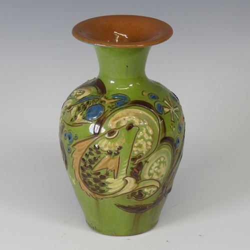 98 - A C. H. Brannam pottery Vase, late 19th century, decorated in colours with fish motif indistinctly s... 