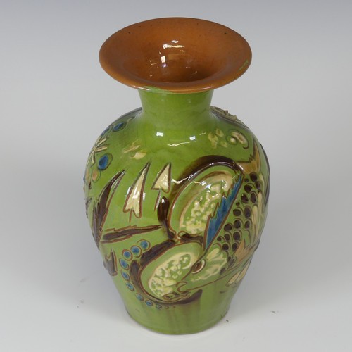 98 - A C. H. Brannam pottery Vase, late 19th century, decorated in colours with fish motif indistinctly s... 