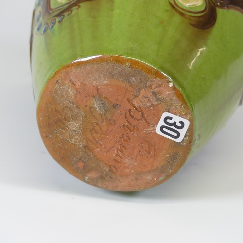 98 - A C. H. Brannam pottery Vase, late 19th century, decorated in colours with fish motif indistinctly s... 