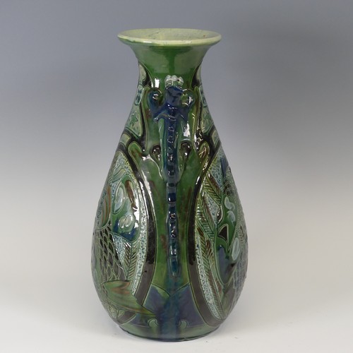 64 - A C.H. Brannam Pottery two-handled Vase, dated 1903, decorated in coloured enamels, with fish motif ... 