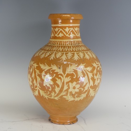 71A - An unusual early 19th century West Country pottery Vase, possibly Donyatt, of bulbous baluster form,... 