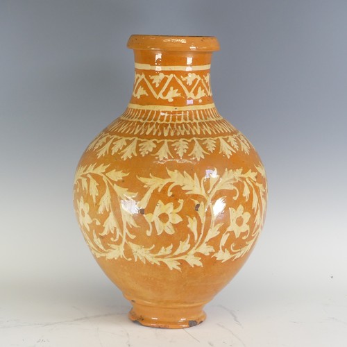 71A - An unusual early 19th century West Country pottery Vase, possibly Donyatt, of bulbous baluster form,... 