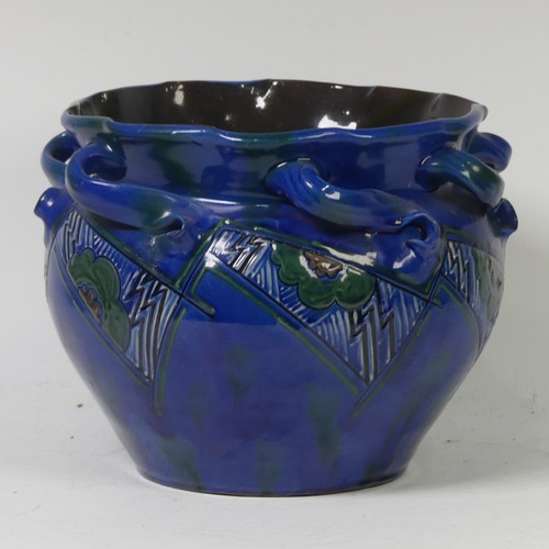 100 - A C. H. Brannam Barum pottery&nbsp;Jardini&egrave;re, early 20th Century, with twisted handles, deco... 