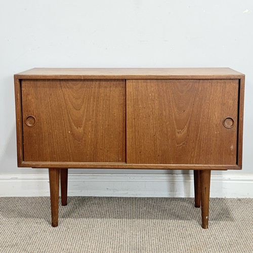 7 - A mid-20th century Danish teak side Cupboard/Credenzas, possibly Kai Kristiansen, with sliding cupbo... 