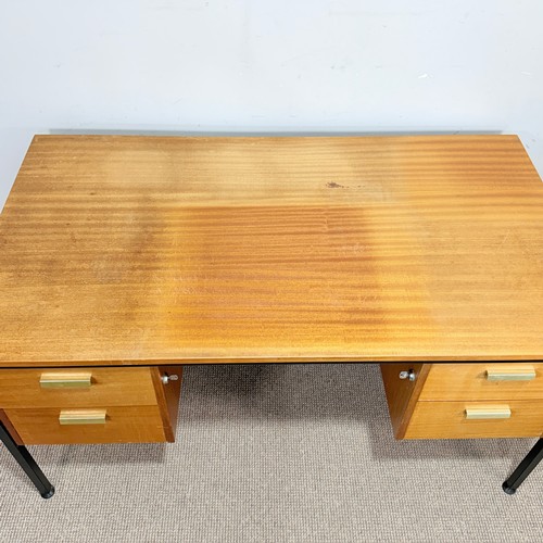 17 - A mid-20th century style teak office Desk, possibly by Abbess, W 136 cm x H 71 cm x D 75 cm.... 