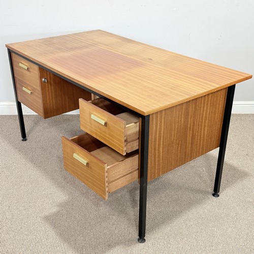 17 - A mid-20th century style teak office Desk, possibly by Abbess, W 136 cm x H 71 cm x D 75 cm.... 