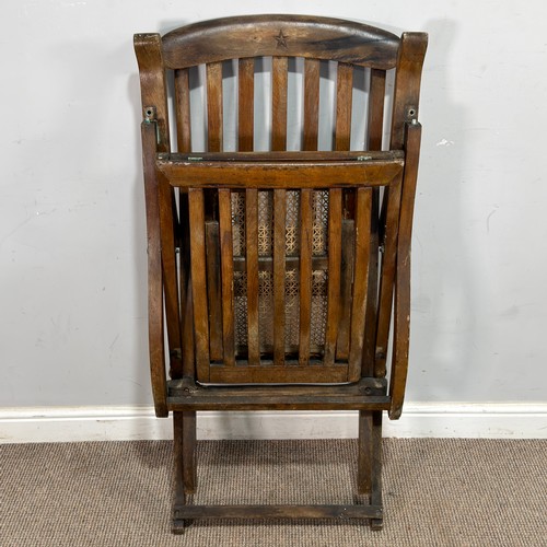 52 - White Star Line; Steamer Deckchair, RMS Titanic era, the beech wood frame incised with a five-pointe... 