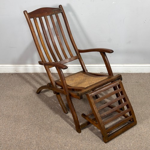 53 - An early 20th century Steamer Deckchair, possibly Cunard White Star Line, RMS Queen Mary era, with c... 