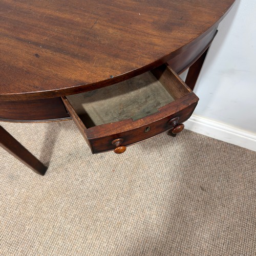 43 - An unusual early 19th century mahogany demi-lune side Table, the frieze inset with two small drawers... 