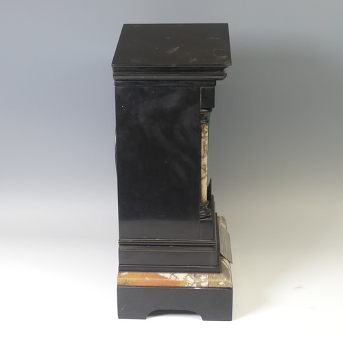 45 - A Victorian slate and marble mantel Clock, presented to ''Lieutenant Colonel Culbard, Elgin'', with ... 