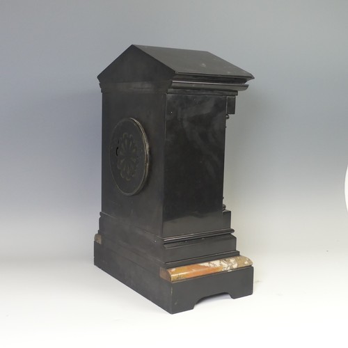 45 - A Victorian slate and marble mantel Clock, presented to ''Lieutenant Colonel Culbard, Elgin'', with ... 