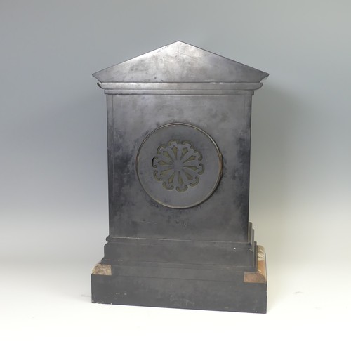 45 - A Victorian slate and marble mantel Clock, presented to ''Lieutenant Colonel Culbard, Elgin'', with ... 