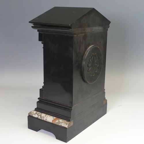 45 - A Victorian slate and marble mantel Clock, presented to ''Lieutenant Colonel Culbard, Elgin'', with ... 