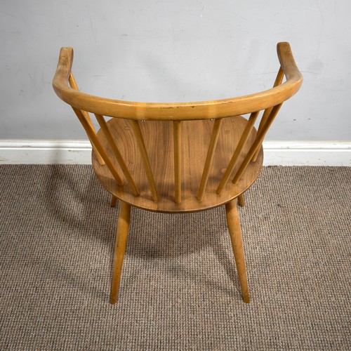 9 - Lucian Ercolani for Ercol; a set of three blonde elm and beech No.338 'Cowhorn' Chairs, W 56 cm x H ... 