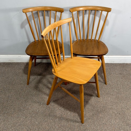 2 - Lucian Ercolani for Ercol; a pair of No.449 beech and elm stick back dining Chairs, W 44 cm x H 81 c... 