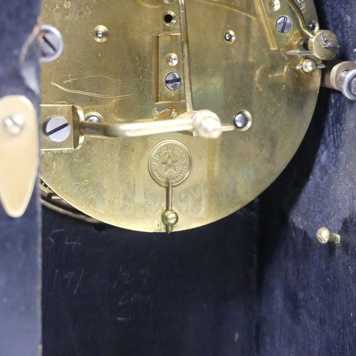 39 - A late 19th century Boulle type mantle Clock, the circular white dial applied with Roman numeral hou... 