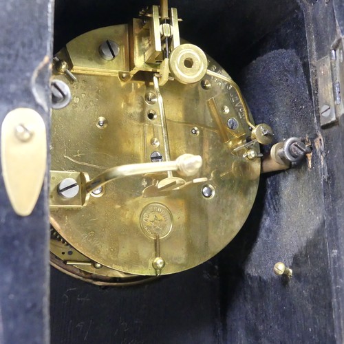 39 - A late 19th century Boulle type mantle Clock, the circular white dial applied with Roman numeral hou... 
