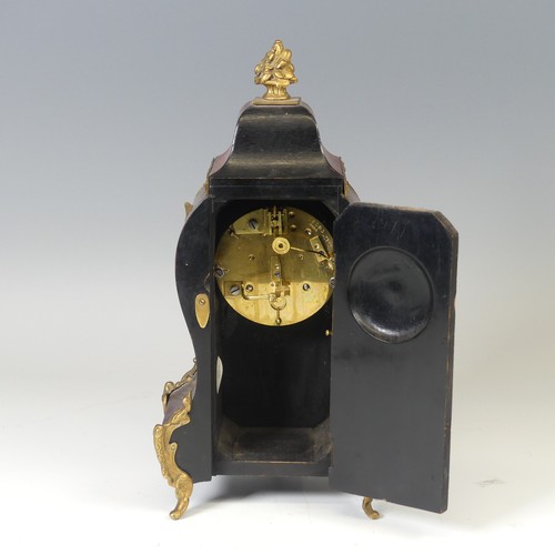 39 - A late 19th century Boulle type mantle Clock, the circular white dial applied with Roman numeral hou... 