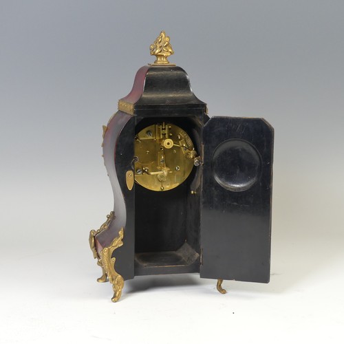 39 - A late 19th century Boulle type mantle Clock, the circular white dial applied with Roman numeral hou... 