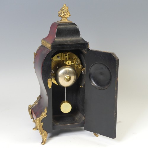 39 - A late 19th century Boulle type mantle Clock, the circular white dial applied with Roman numeral hou... 
