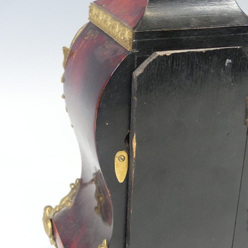 39 - A late 19th century Boulle type mantle Clock, the circular white dial applied with Roman numeral hou... 