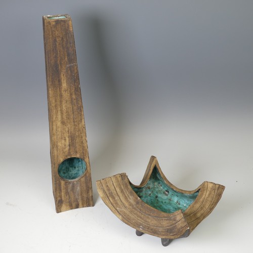 Clive Brooker (1934 - 2005), studio pottery footed Bowl, of square