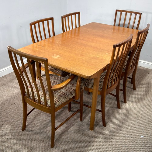 25 - A mid-20th century teak Mcintosh extending 'T2' dining Table and six Chairs, (Table) W 160 cm / 234c... 