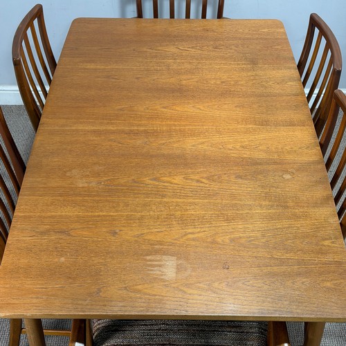 25 - A mid-20th century teak Mcintosh extending 'T2' dining Table and six Chairs, (Table) W 160 cm / 234c... 