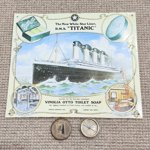 51 - A scratch built wooden and painted Model of the RMS Titanic, displayed on a wooden plinth, L 105 cm,... 