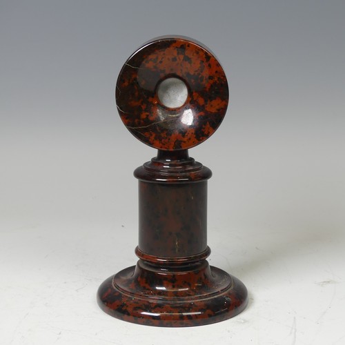 29 - A Cornish red serpentine desk-top Barometer, H 21 cm.