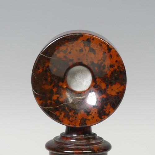 29 - A Cornish red serpentine desk-top Barometer, H 21 cm.