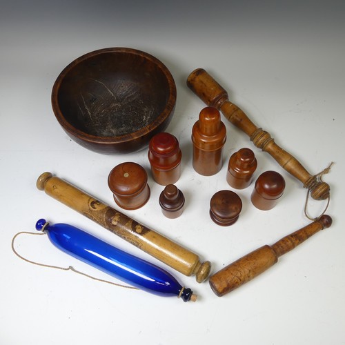 30 - A group of five treen medicine bottle Holders, 19th century and later, one stamped 'Gilbertson, Lond... 