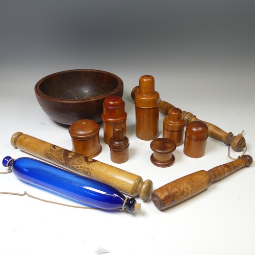 30 - A group of five treen medicine bottle Holders, 19th century and later, one stamped 'Gilbertson, Lond... 