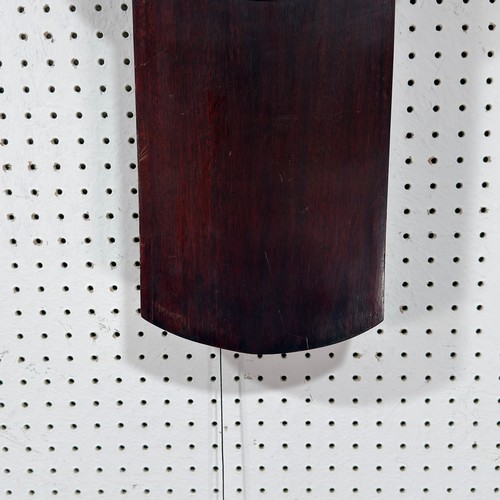 40 - An unusual 19th century mahogany drop dial wall Clock, the white circular dial applied with Roman nu... 