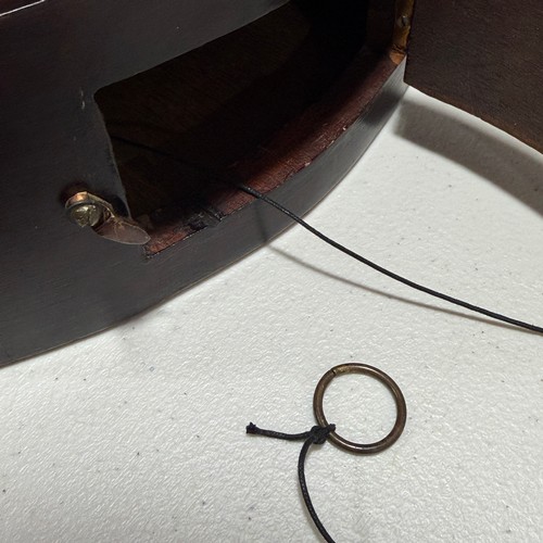40 - An unusual 19th century mahogany drop dial wall Clock, the white circular dial applied with Roman nu... 