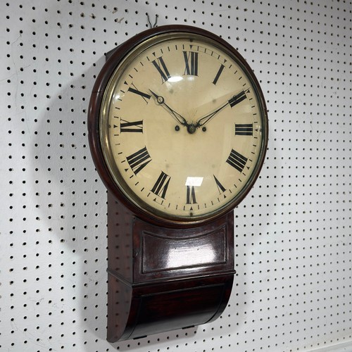 59 - An unusual Regency mahogany drop dial wall Clock, early 19th century, the eight-day double fusee twi... 