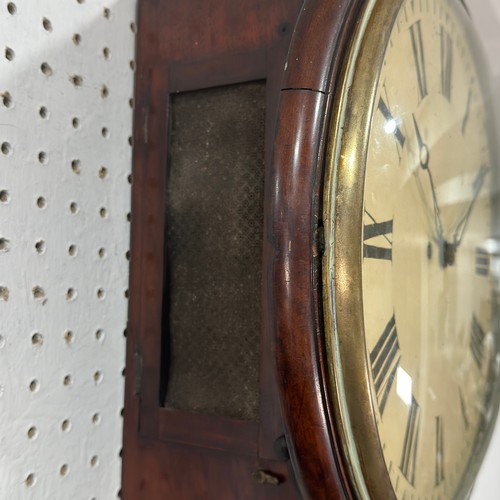 59 - An unusual Regency mahogany drop dial wall Clock, early 19th century, the eight-day double fusee twi... 