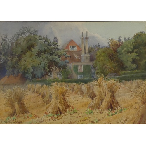 54 - C. Ann Smith (Contemporary), church-yard scene, pencil and crayon, signed lower right, 23.5 x 33.5cm... 