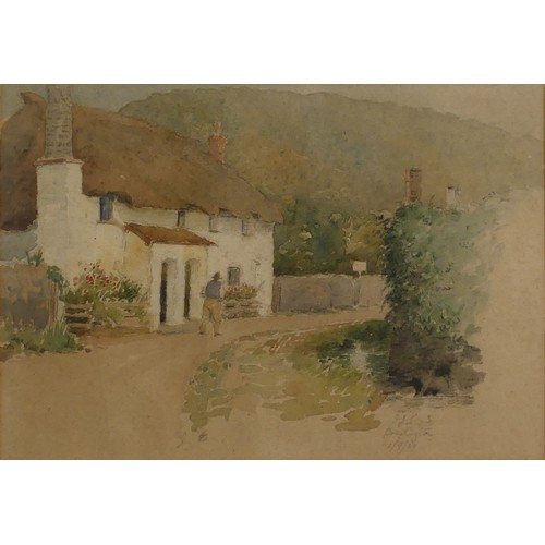 54 - C. Ann Smith (Contemporary), church-yard scene, pencil and crayon, signed lower right, 23.5 x 33.5cm... 