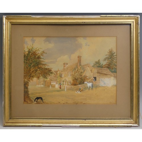 54 - C. Ann Smith (Contemporary), church-yard scene, pencil and crayon, signed lower right, 23.5 x 33.5cm... 