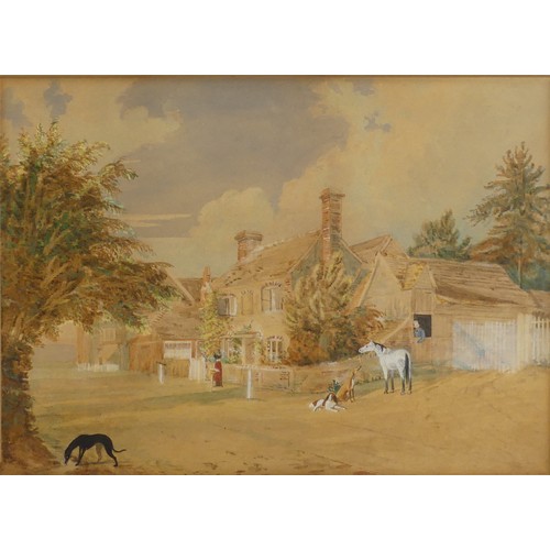 54 - C. Ann Smith (Contemporary), church-yard scene, pencil and crayon, signed lower right, 23.5 x 33.5cm... 