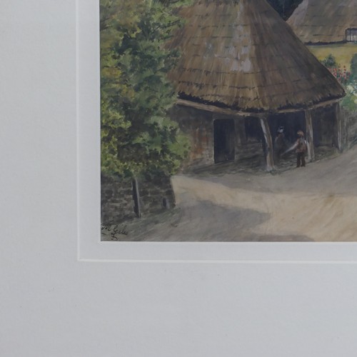 54 - C. Ann Smith (Contemporary), church-yard scene, pencil and crayon, signed lower right, 23.5 x 33.5cm... 