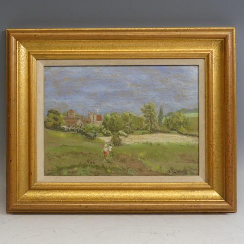 54 - C. Ann Smith (Contemporary), church-yard scene, pencil and crayon, signed lower right, 23.5 x 33.5cm... 